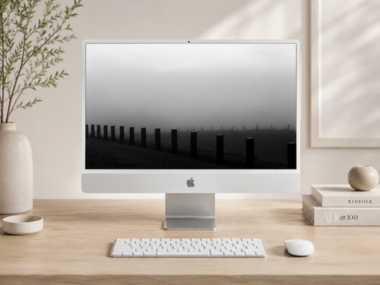 Fog Line — Black & White 4K Desktop Wallpaper