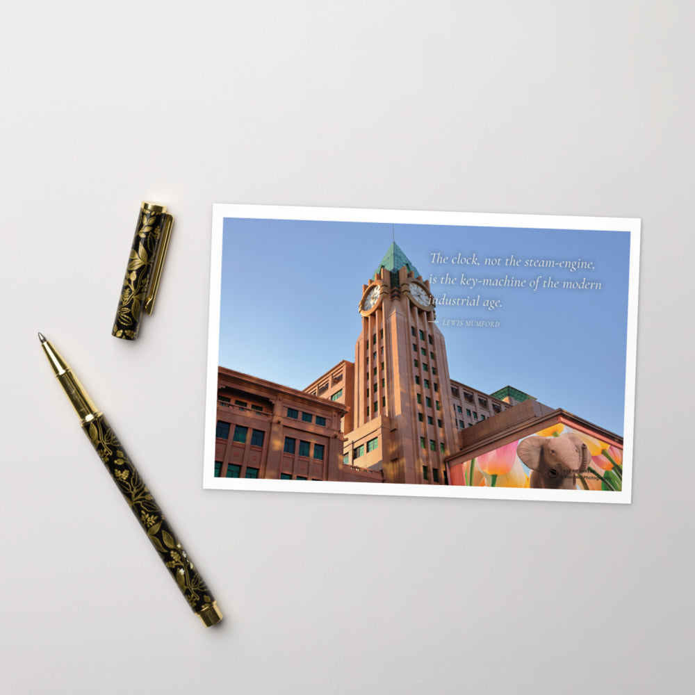 City Clock in Golden Light – Postcard