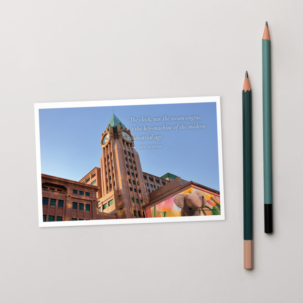 City Clock in Golden Light – Postcard