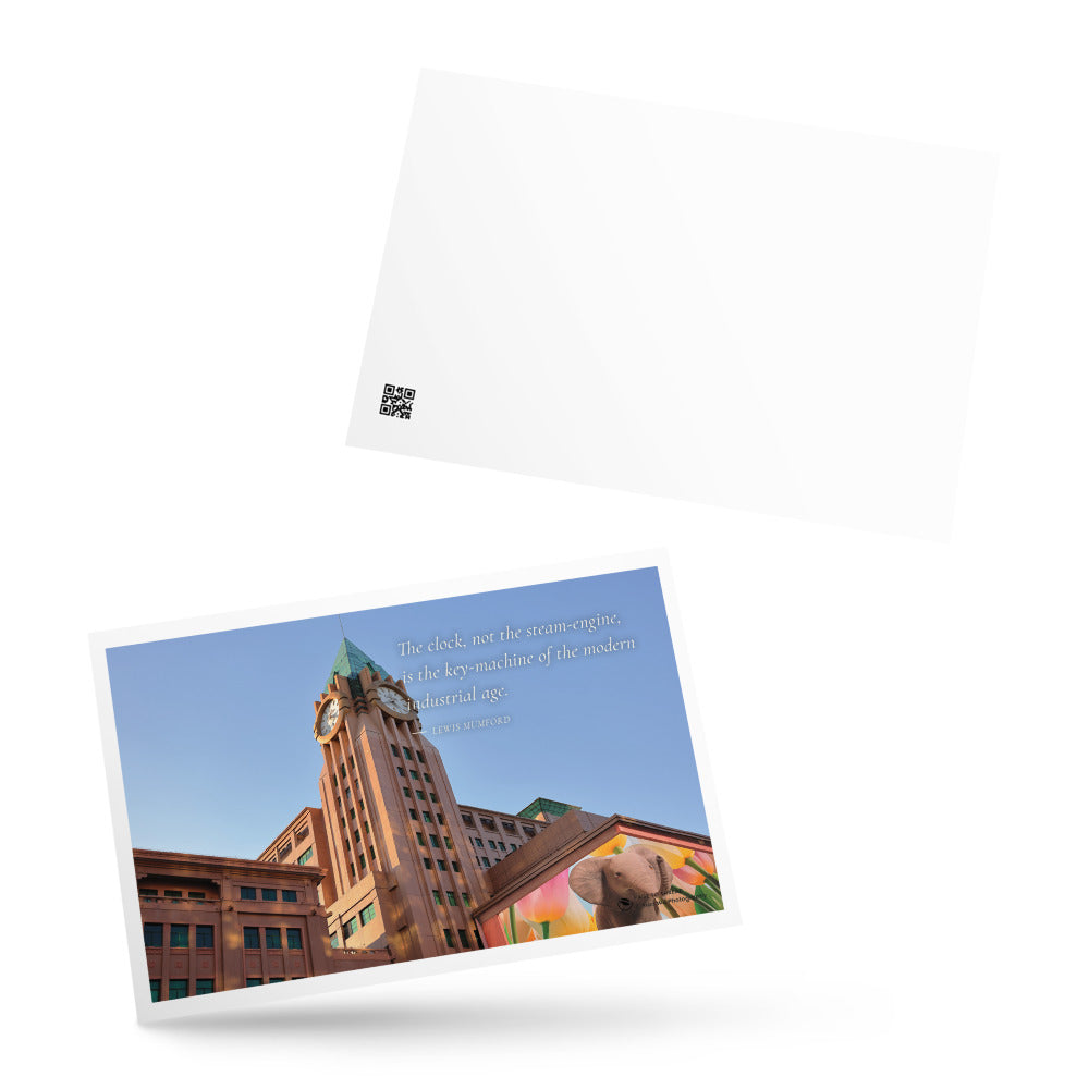 City Clock in Golden Light – Postcard